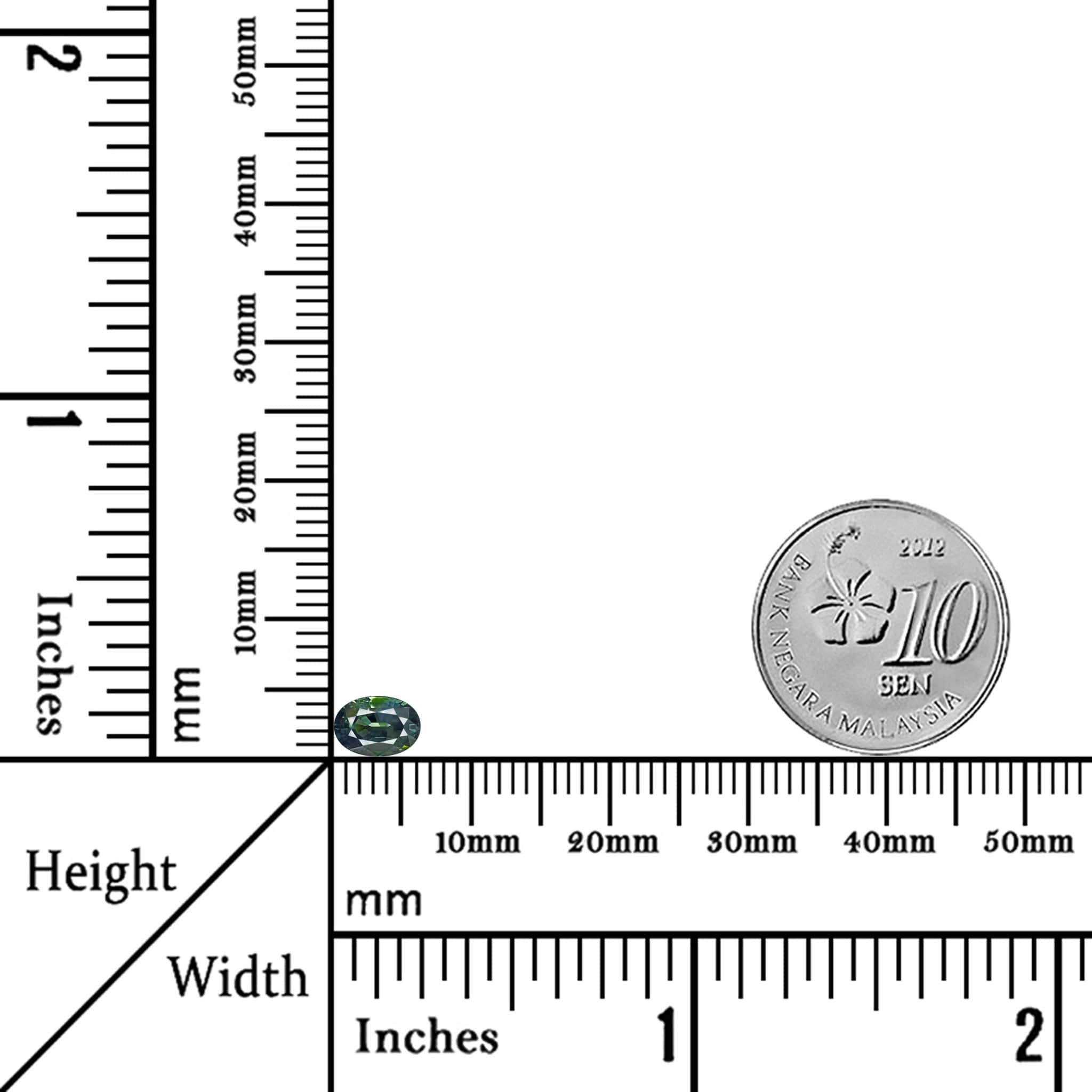 0.73 Carats - Natural Australia Heated Oval Bluish Green Sapphire