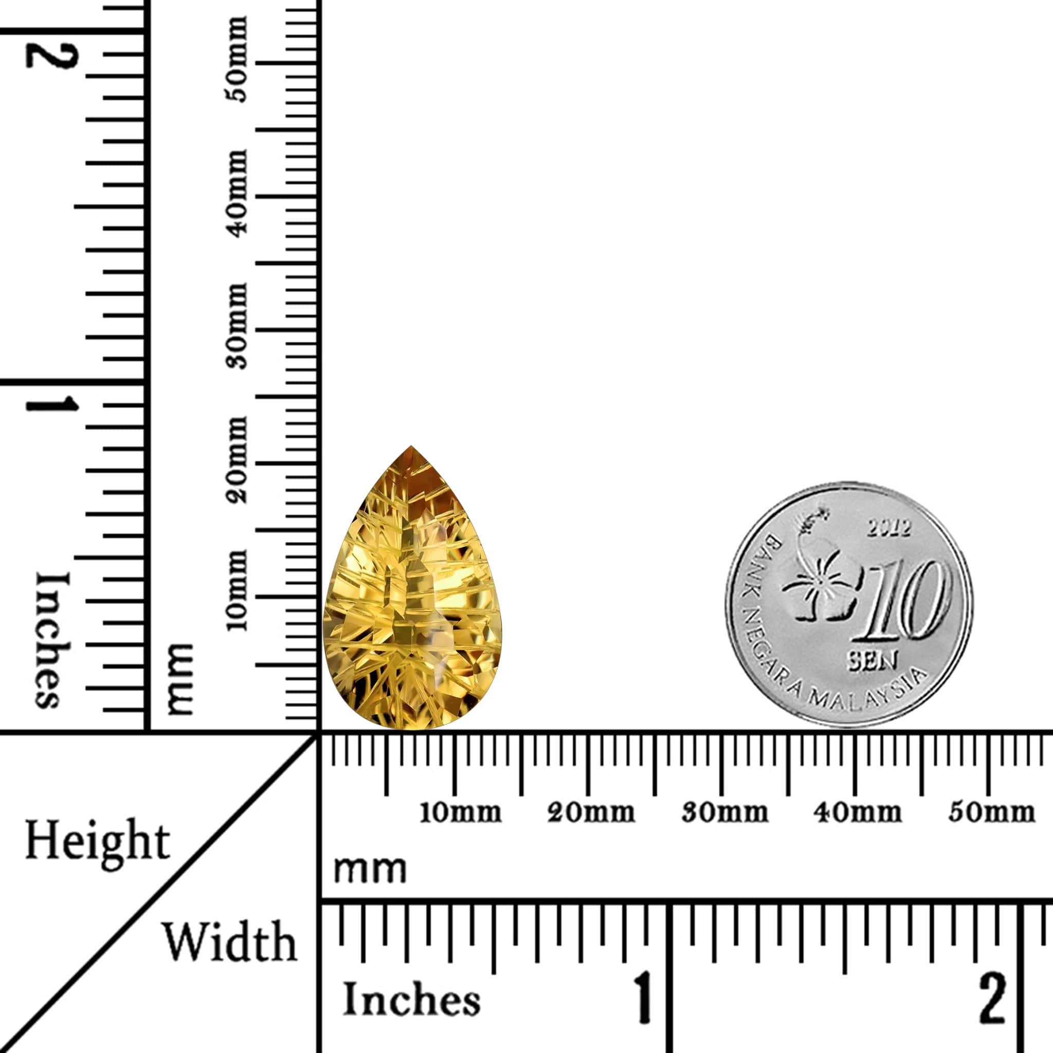 15.08 Carats - Natural Unheated Pear Beehive Brilliant Yellow Citrine