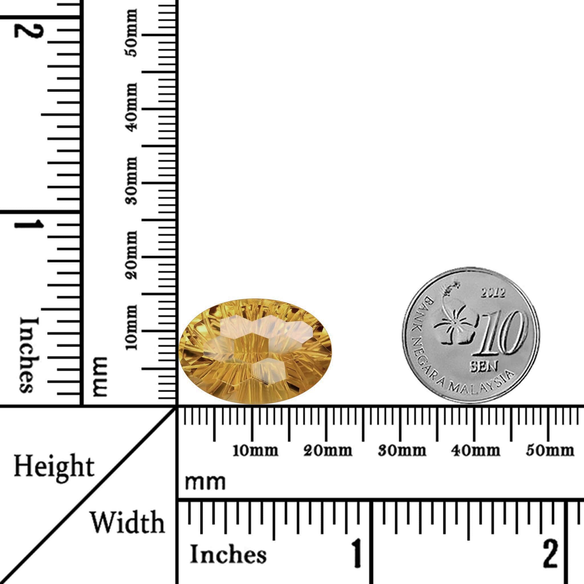 17.20 Carats - Natural Brazil Oval Beehive Medium Golden Citrine