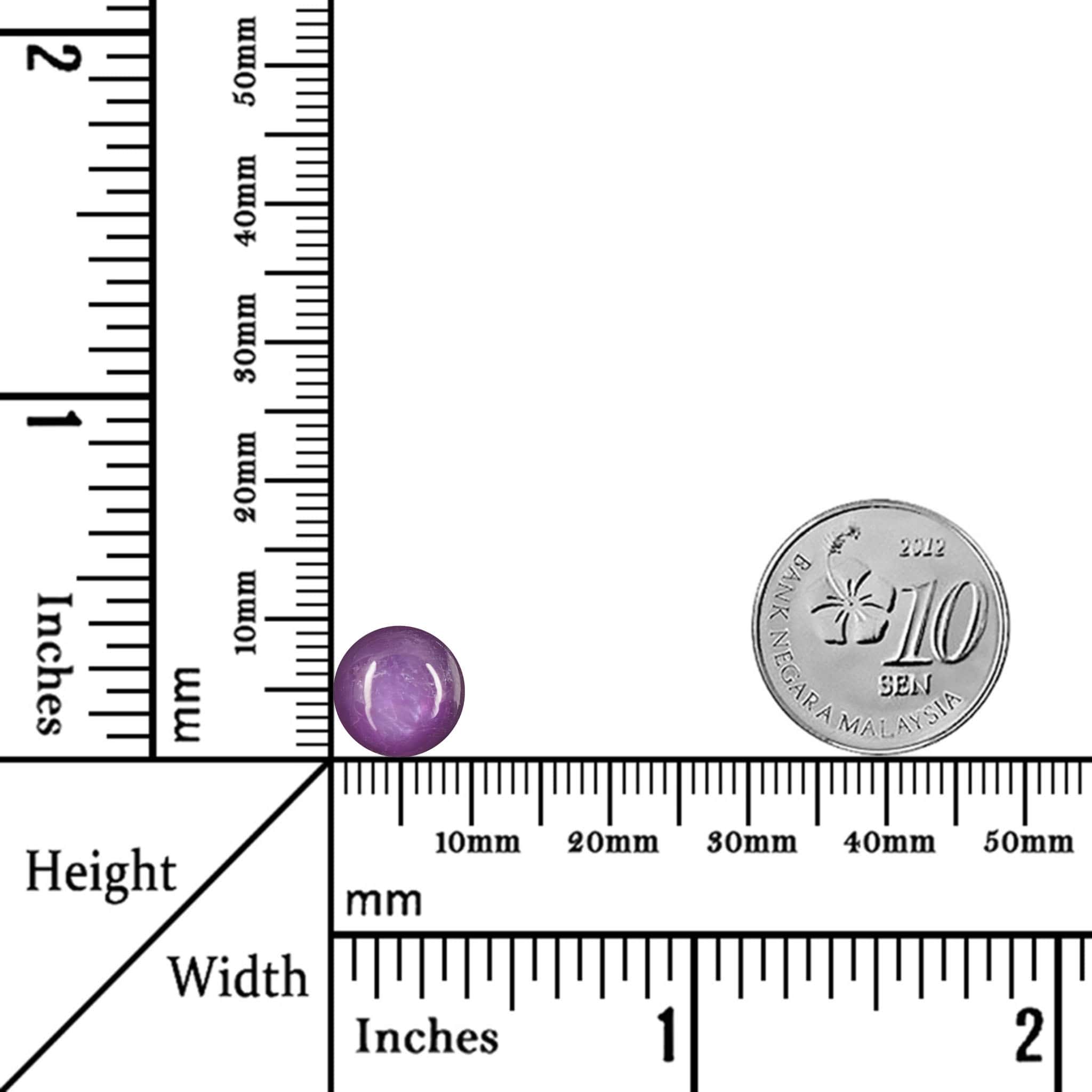 6.69 Carats - Natural Unheated Cabochon Round Reddish Purple Ruby