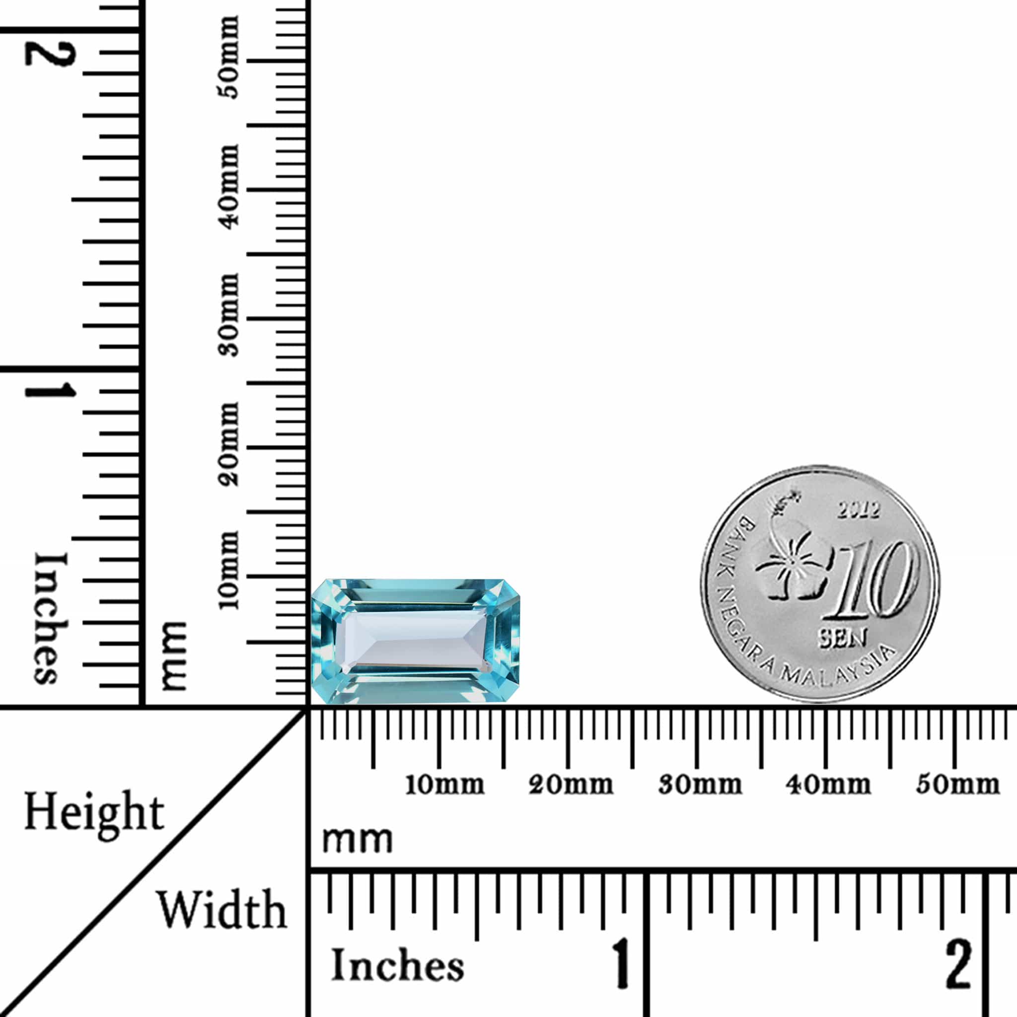 9.27 Carats - Natural Brazil Octagon Facets Sky Blue Topaz