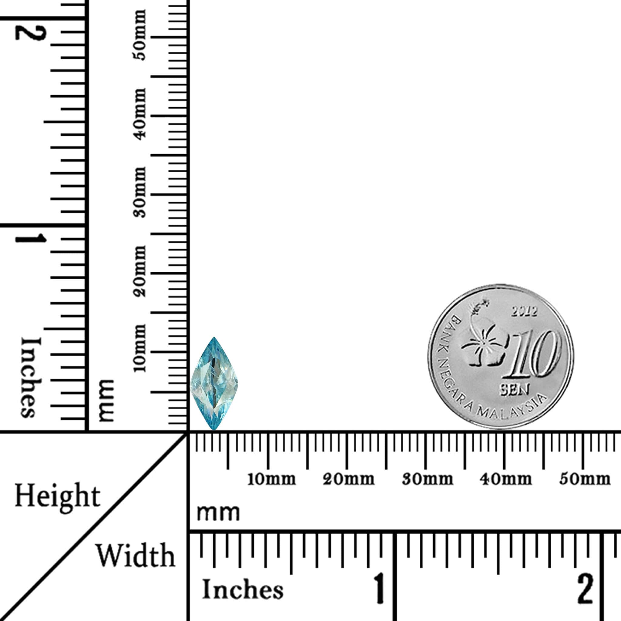 2.20 Carats - Natural Cambodia Lozenge Medium Blue Zircon