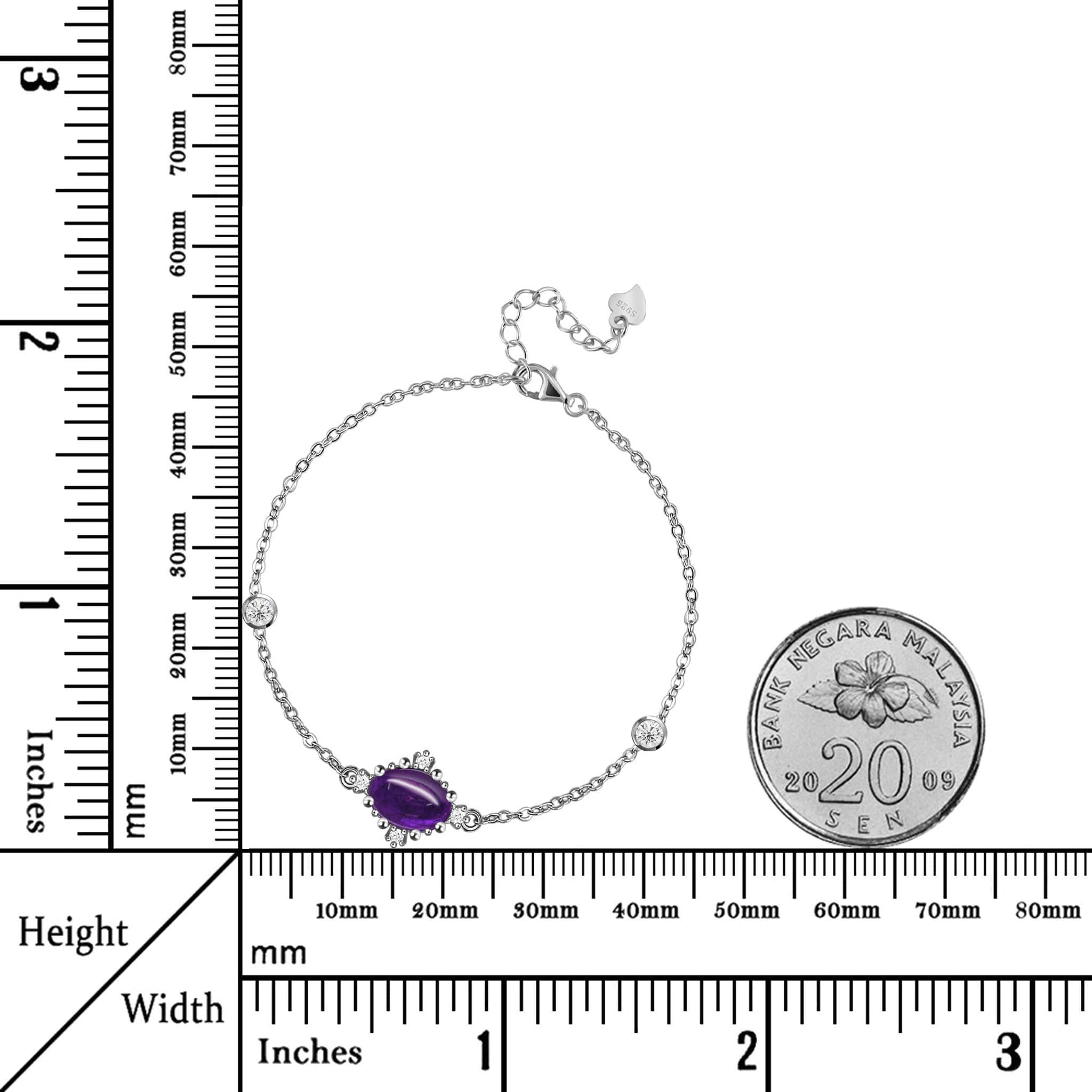 Mysterious Light Purple Cabochon Amethyst Sterling Silver Bracelet