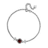 Courageous Round Red Garnet Sterling Silver Stellar Bracelet