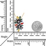 Twin Flowers Natural Multi-Color Sapphire Sterling Silver Enamel Necklace