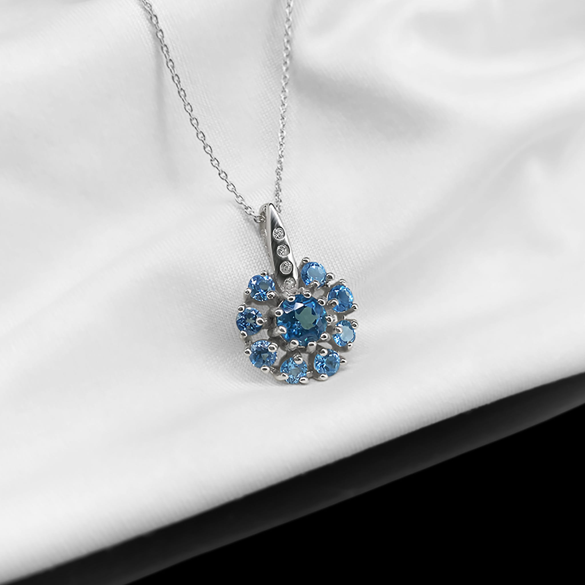 Hopefully Natural Multi London Blue Topaz Sterling Silver Necklace