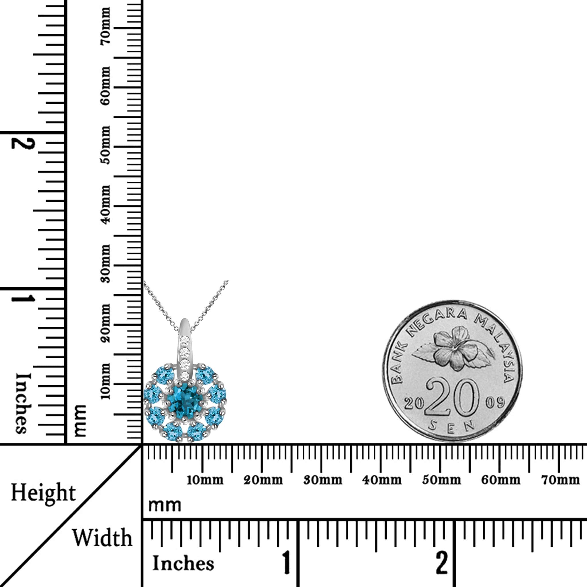 Hopefully Natural Multi London Blue Topaz Sterling Silver Necklace