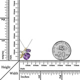Whimsical Natural Purple Amethyst Sterling Silver 2-Tones Necklace