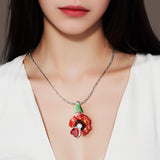 Good Wishes Geranium Calliope Enamel Zirconia Sterling Silver Necklace