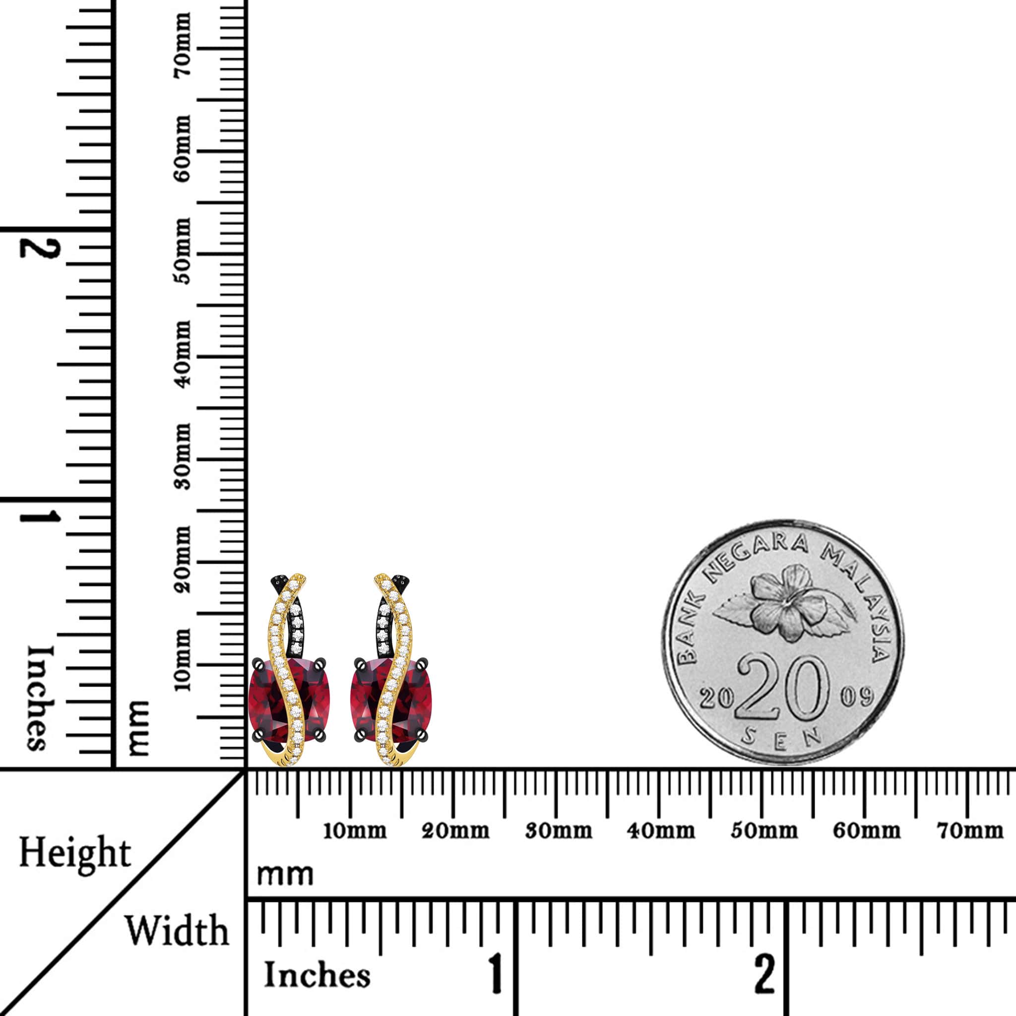 Excellent Natural Red Garnet Sterling Silver 2-Tones Latch Back Earrings