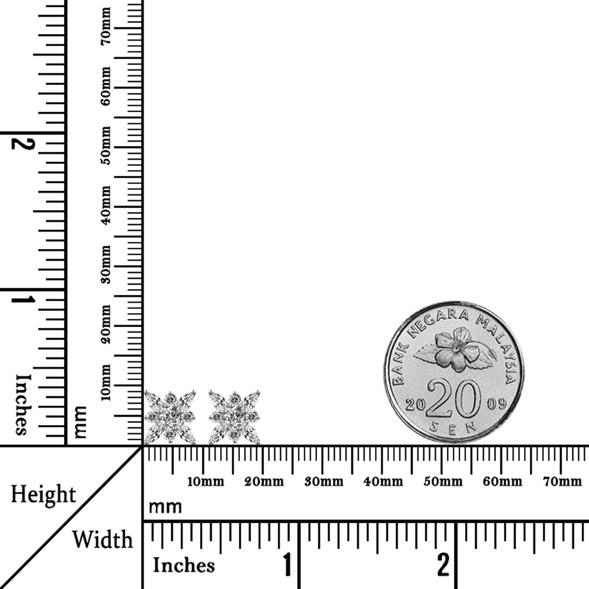 Glistening Snowflake White Zirconia Sterling Silver Stud Earrings