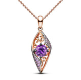 Nostalgia Natural Purple Amethyst Sterling Silver 2-Tones Necklace