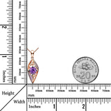 Nostalgia Natural Purple Amethyst Sterling Silver 2-Tones Necklace