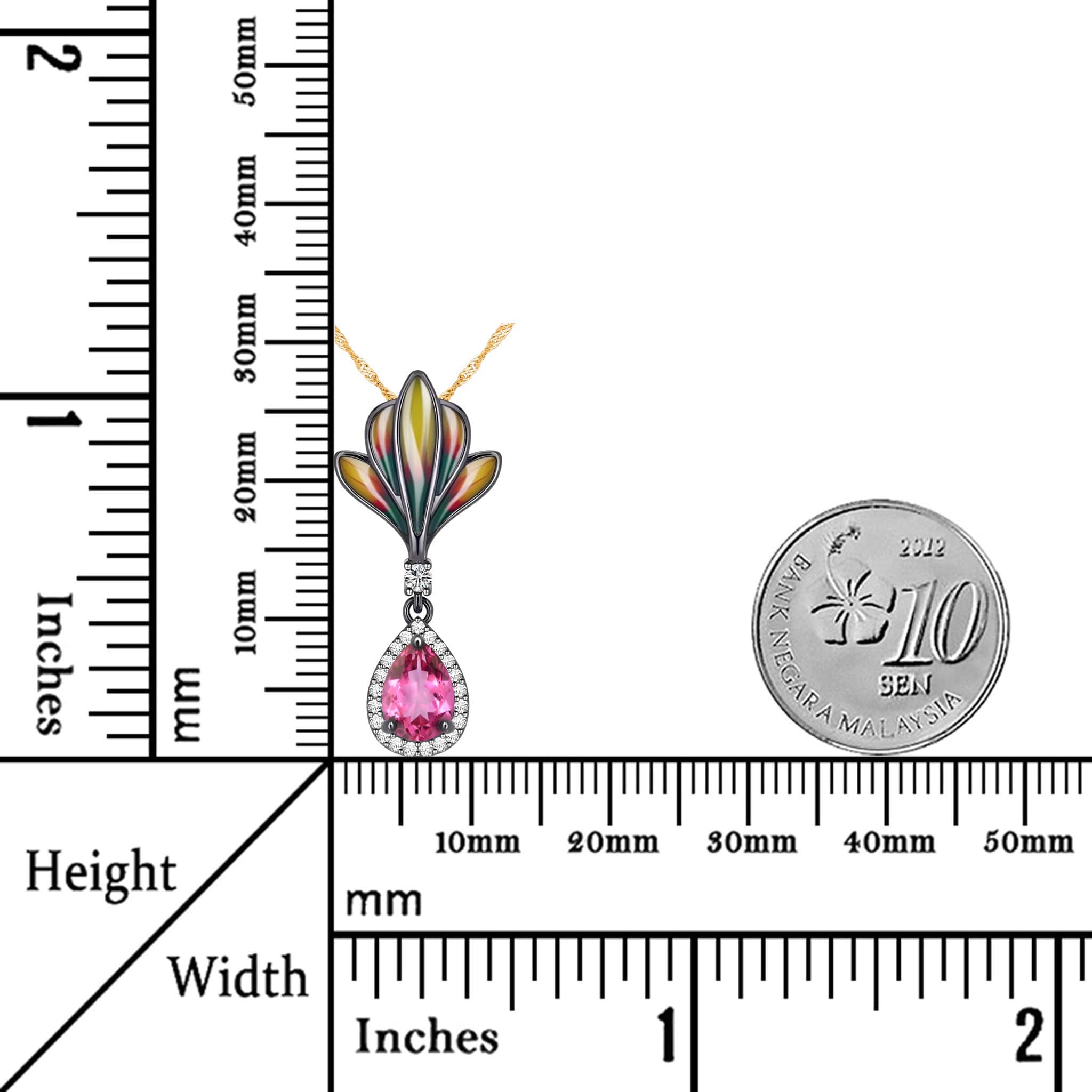 Vigorous Natural Pear Pink Topaz Sterling Silver Enamel Necklace