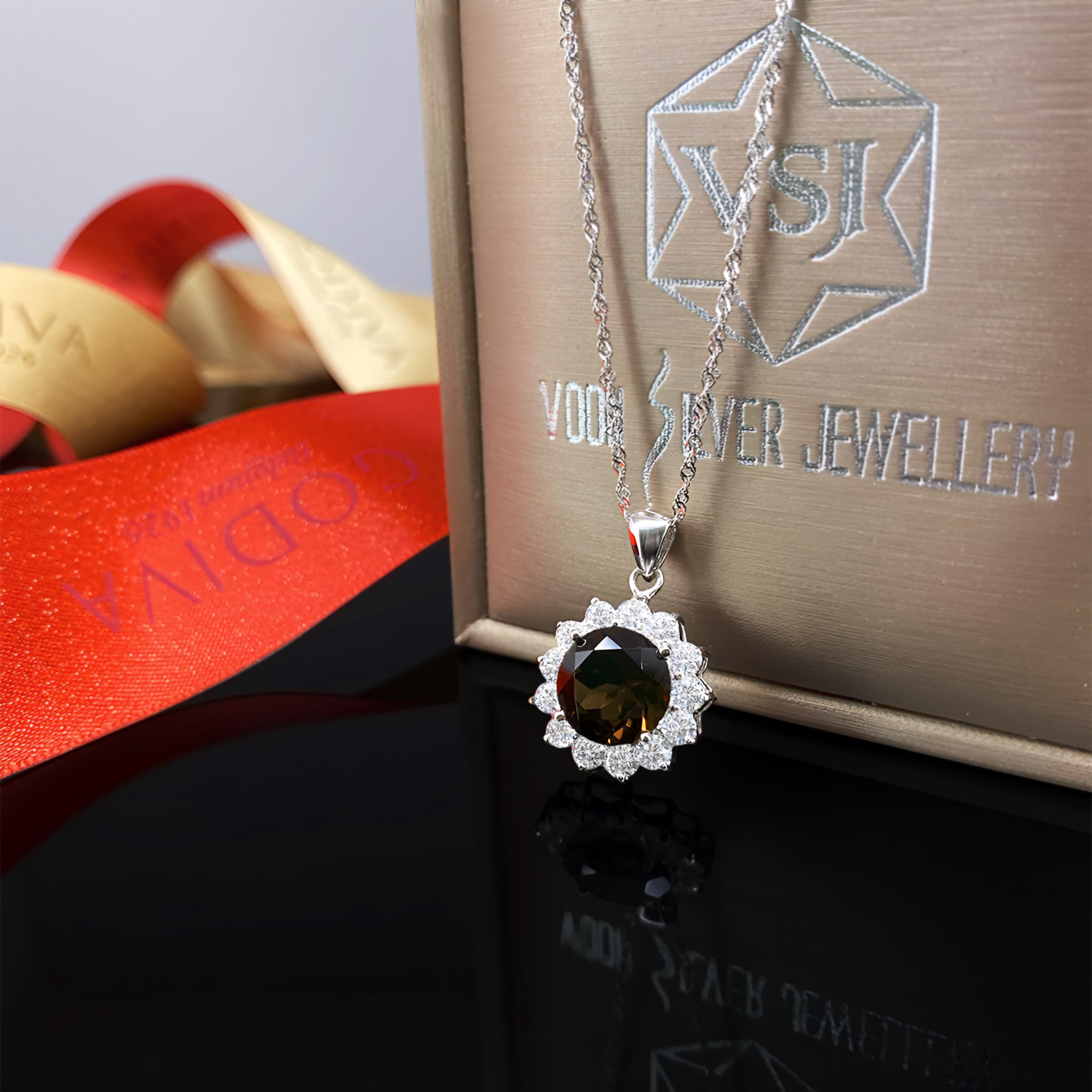 Gift Of Sunshine Natural Round Smoky Quartz Sterling Silver Necklace