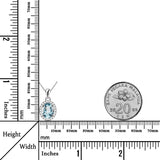 Halo Setting Natural Oval Sky Blue Topaz Sterling Silver Necklace