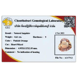 0.61 Carats - Certificate Natural Heart Pinkish Orange Sapphire