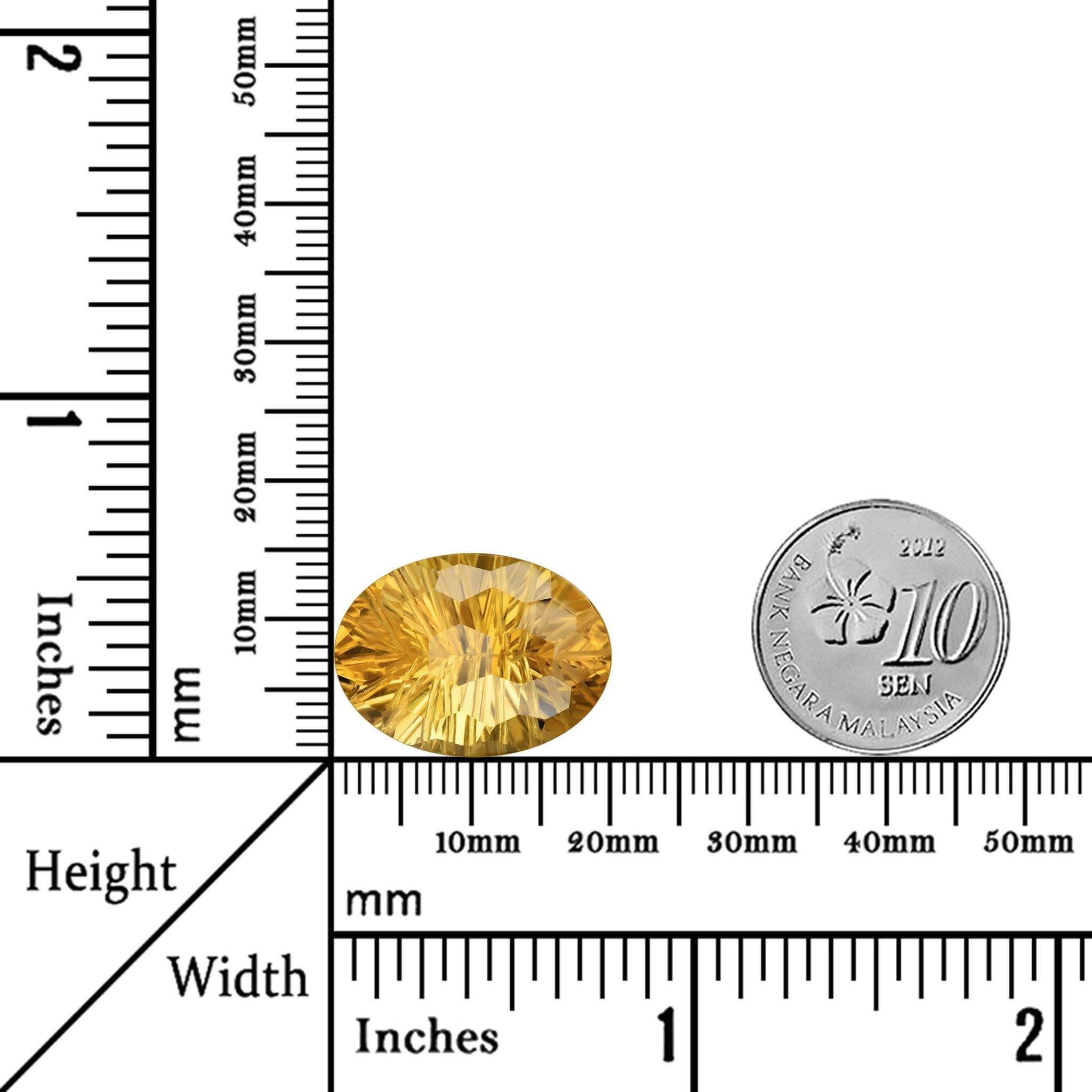 16.76 Carats - Natural Unheated Oval Beehive Golden Yellow Citrine