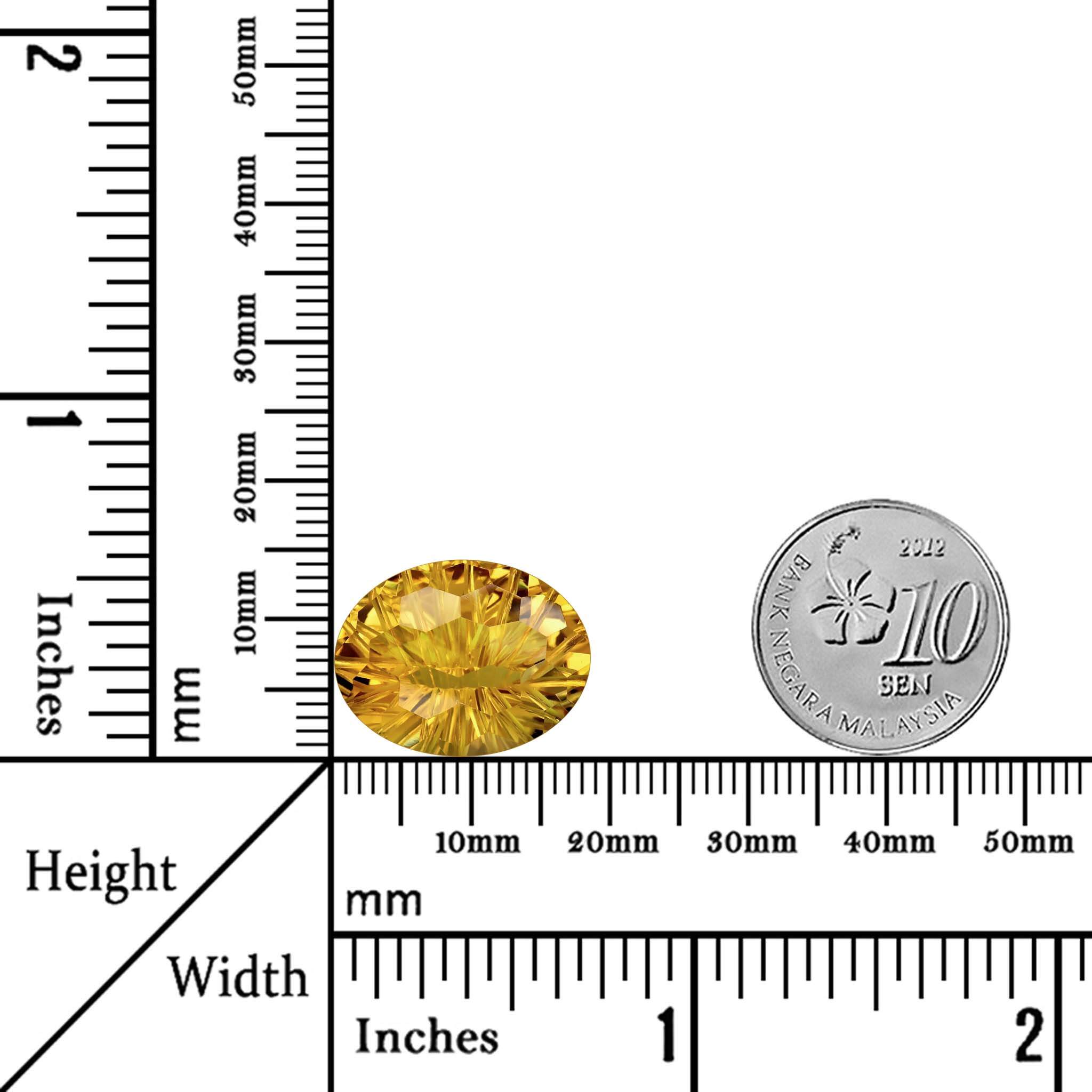 13.70 Carats - Natural Unheated Oval Beehive Yellow Citrine