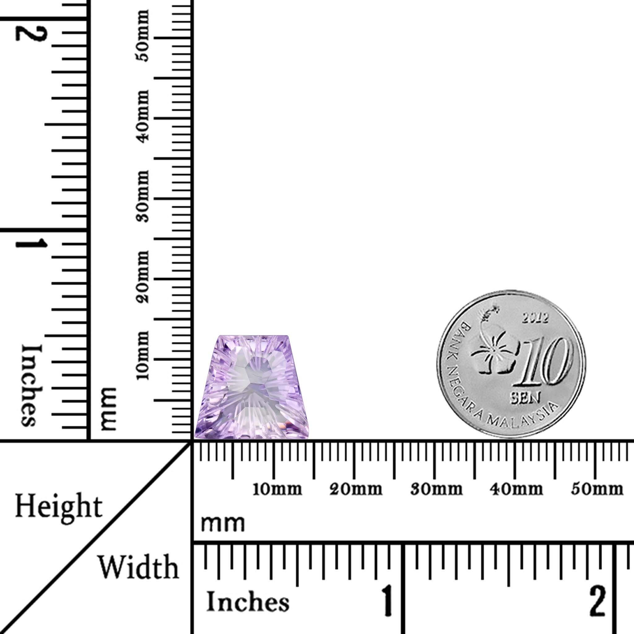 9.78 Carats - Natural Uruguay Trapezoid Beehive Purple Amethyst