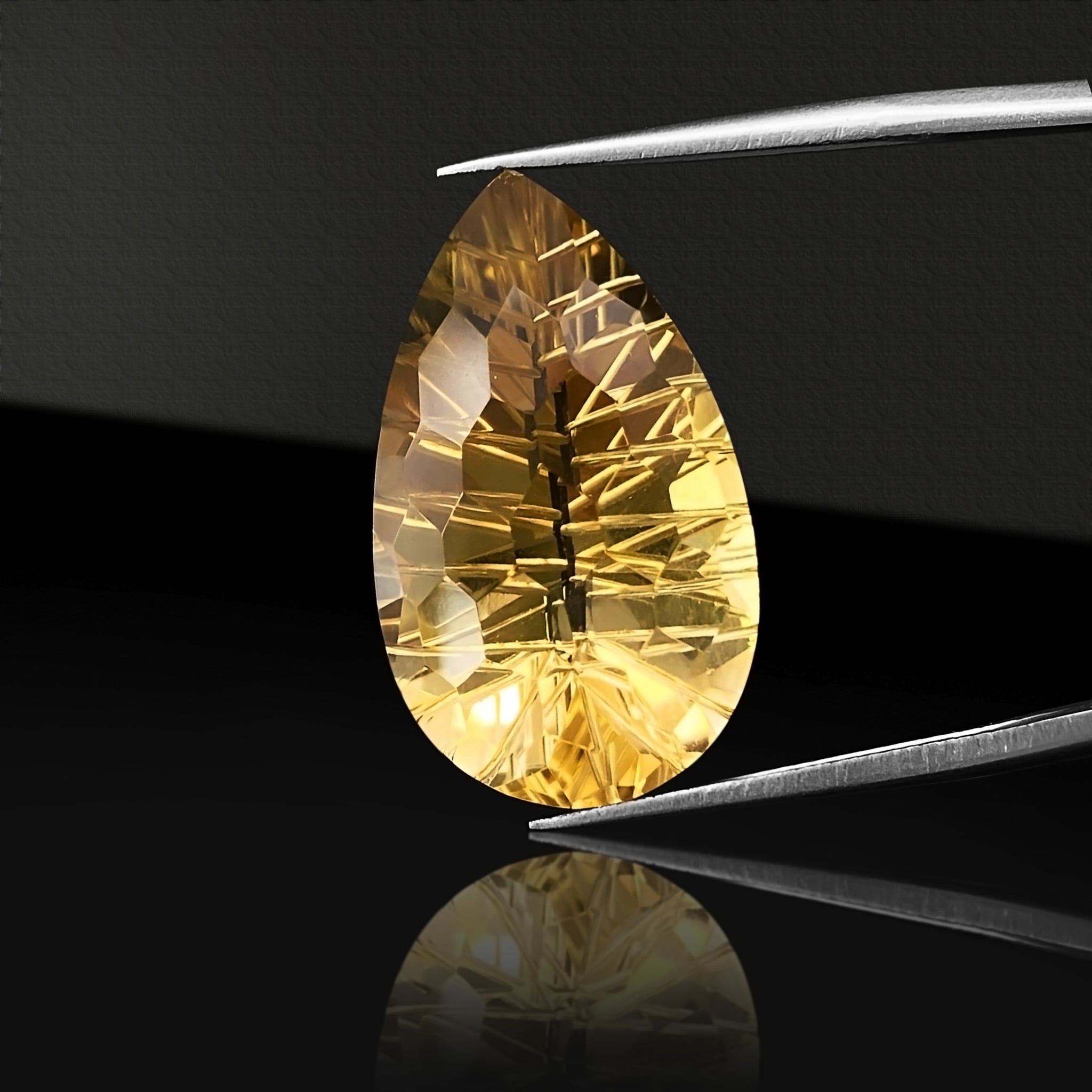 17.27 Carats - Natural Unheated Pear Beehive Brilliant Yellow Citrine