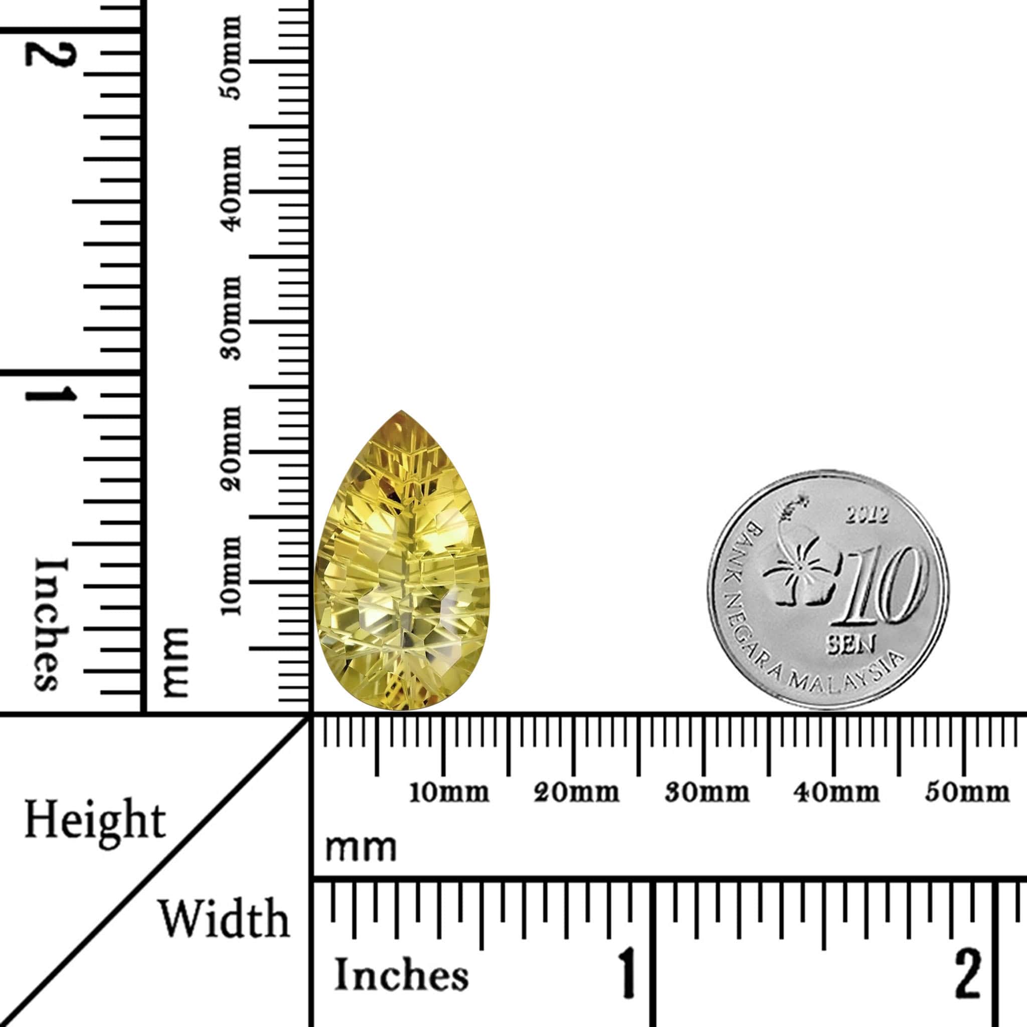 17.27 Carats - Natural Unheated Pear Beehive Brilliant Yellow Citrine