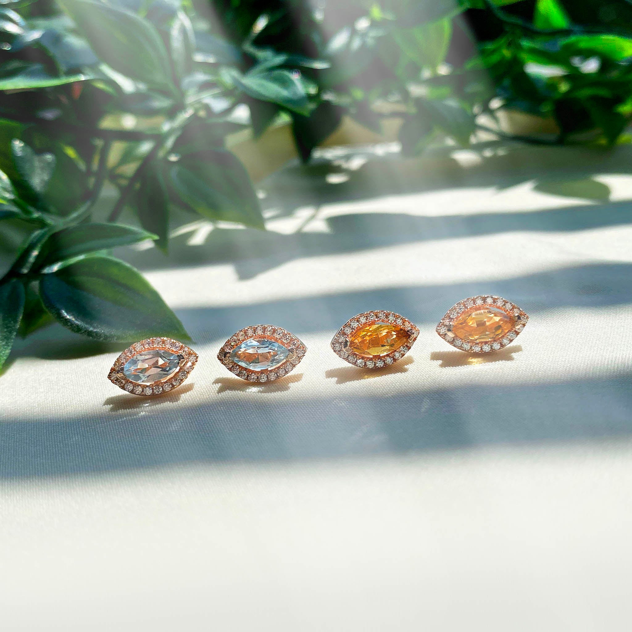 Fealty Natural Marquise Orangish Yellow Citrine Sterling Silver Stud Earrings