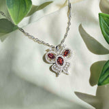 Fly Towards Happiness Natural Red Garnet Sterling Silver Butterfly Necklace