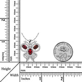 Fly Towards Happiness Natural Red Garnet Sterling Silver Butterfly Necklace