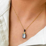 Perfume Bottle Natural Sky Blue Topaz Topaz Sterling Silver 2-Tones Necklace