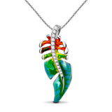 Somnambulist Dreamy Enamel Zirconia Sterling Silver Colorful Leaf Necklace