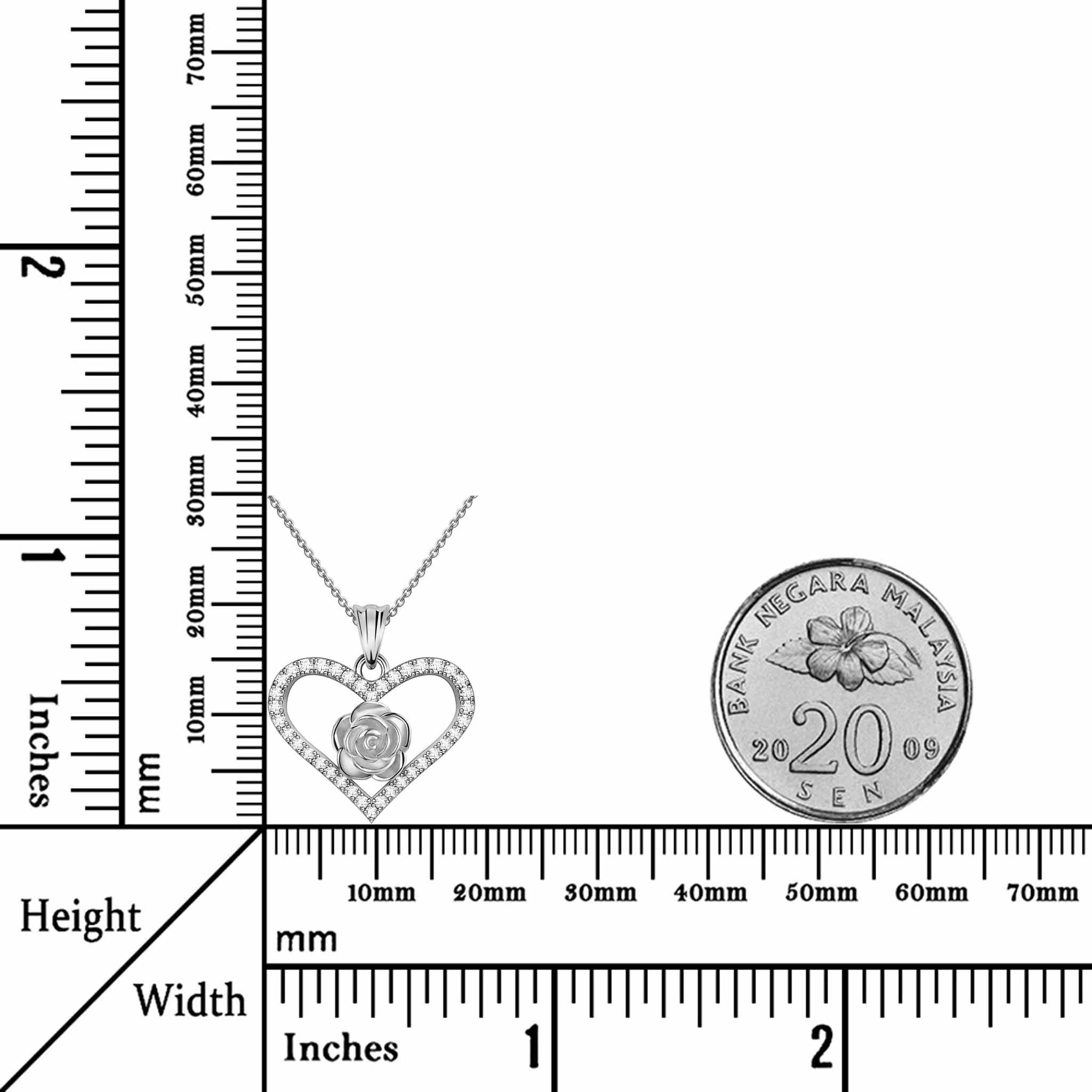 Eternal Heart White Ziconia Sterling Silver Brave Rose Necklace