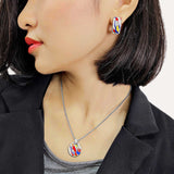 Flame Of Hope Enamel Zirconia Sterling Silver Medallion Style Necklace