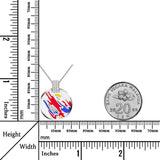 Flame Of Hope Enamel Zirconia Sterling Silver Medallion Style Necklace