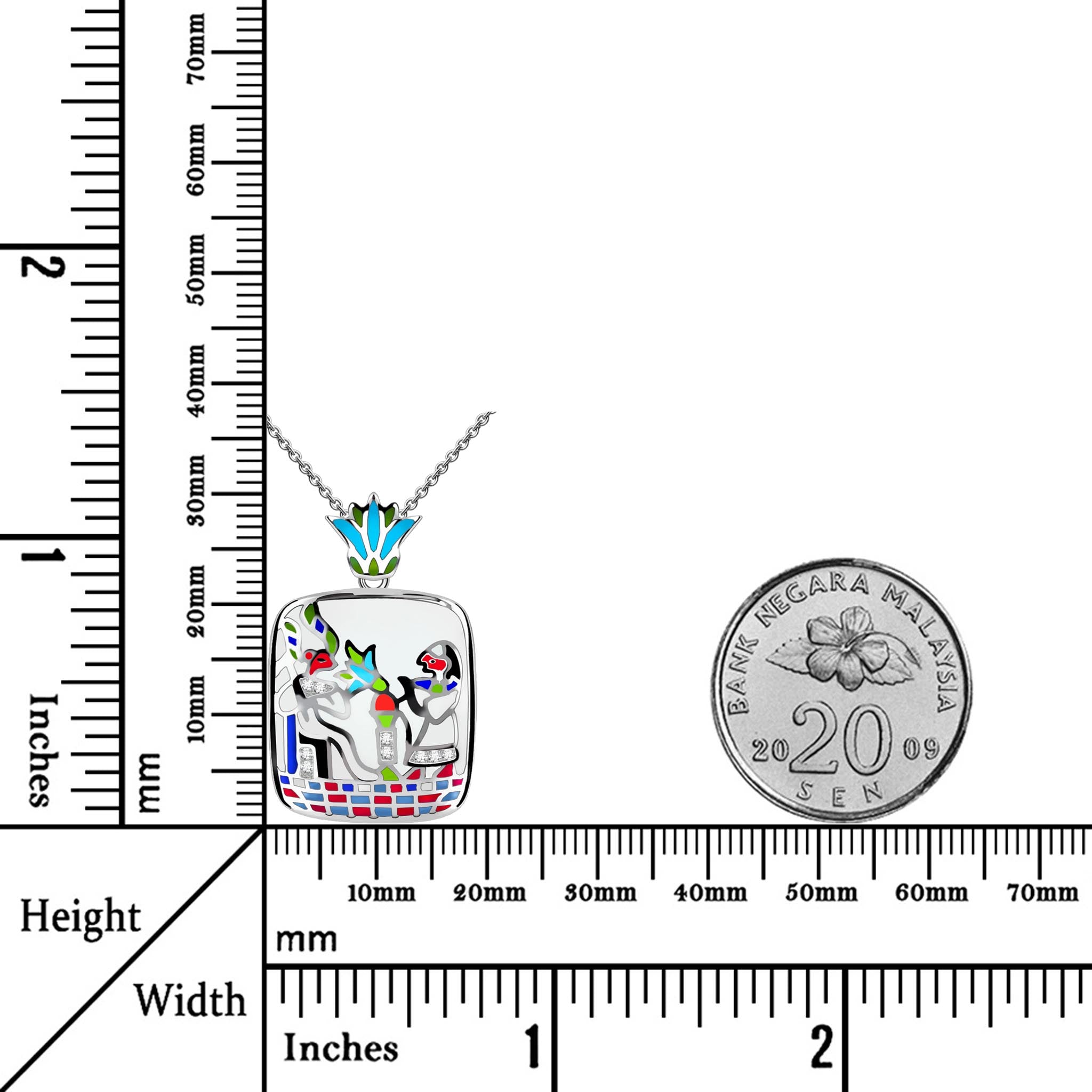 Egyptians Adore Enamel Zirconia Sterling Silver Artsy Necklace