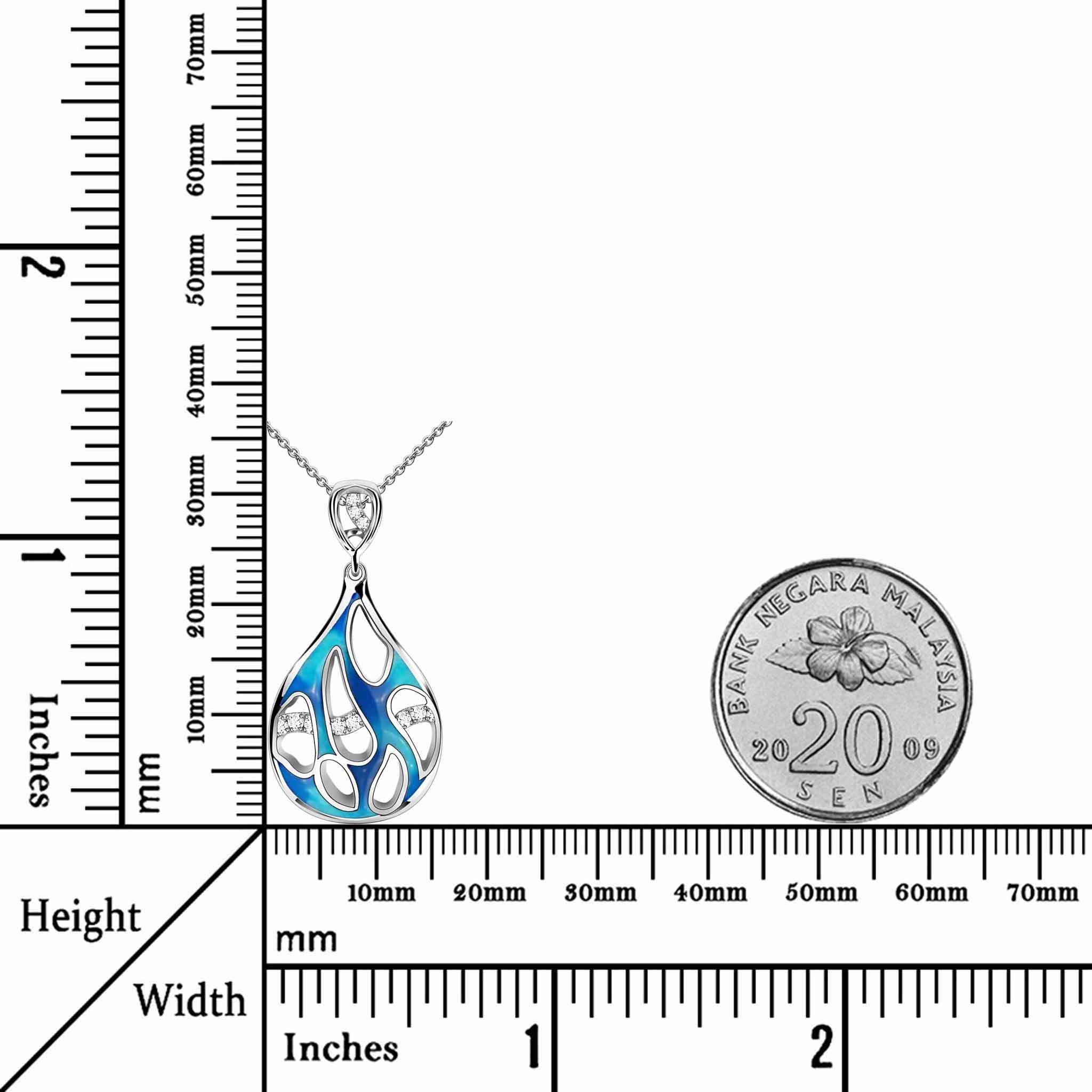 The Ocean of Star Enamel Zirconia Sterling Silver Dream Blue Necklace