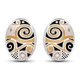 Solid Exquisite Ethnic Enamel Sterling Silver Stud Earrings