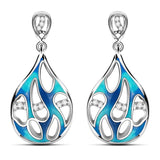 The Ocean of Star Enamel Zirconia Sterling Silver Stud Dangle Earrings