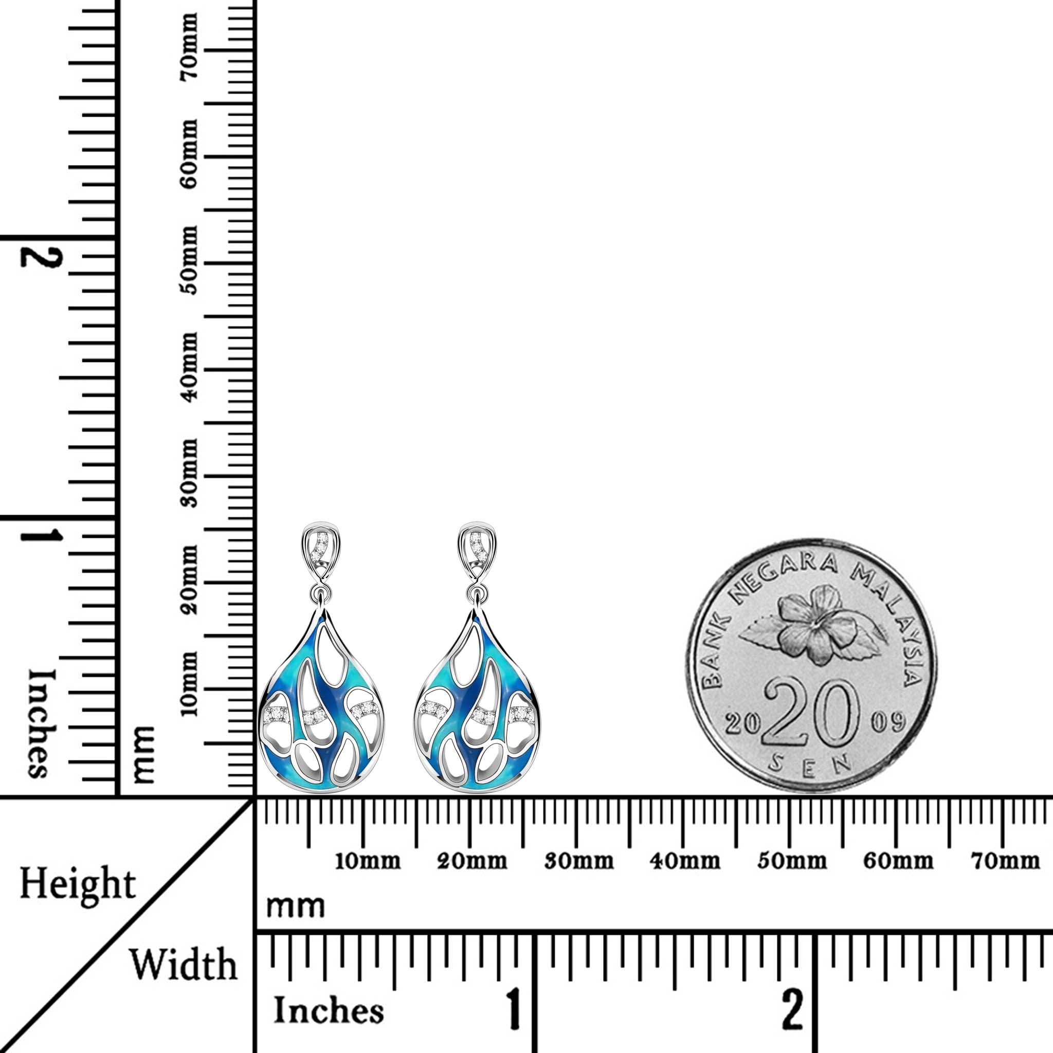 The Ocean of Star Enamel Zirconia Sterling Silver Stud Dangle Earrings
