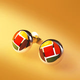 Colour Of Life Enamel Sterling Silver Minimalist Stud Earrings