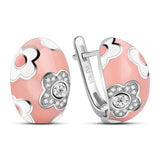 Marshmallow Cloud Enamel Zirconia Sterling Silver Adorable Earrings