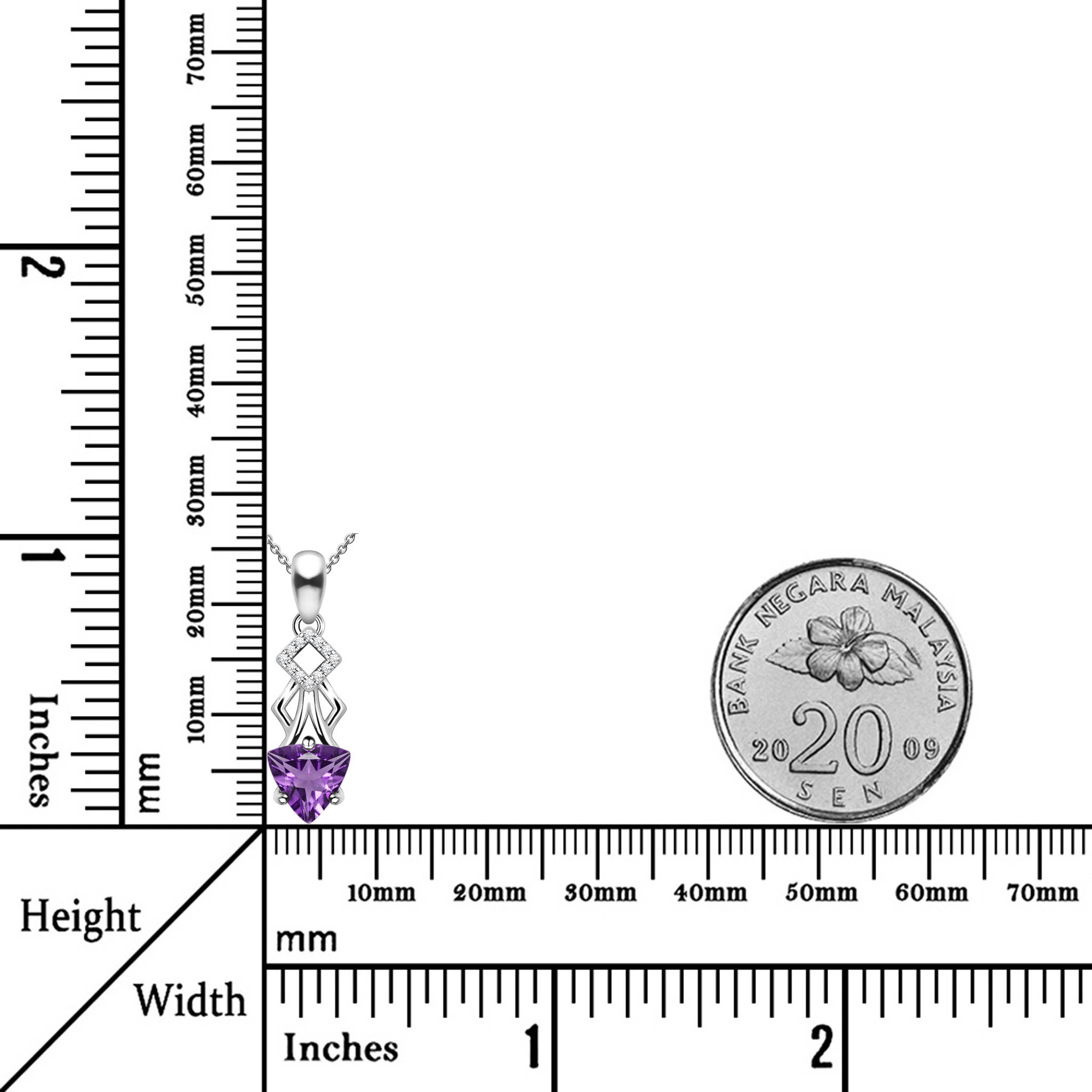 Methodical Natural Trillion Purple Amethyst Sterling Silver Necklace