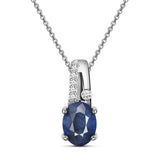 Ataraxia Natural Oval Blue Sapphire Sterling Silver Pretty Necklace