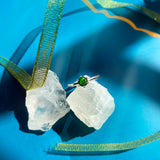 Classic Style Natural Round Chrome Diopside Sterling Silver Solitaire Ring