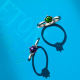 Classic Style Natural Checkerboard Violet Blue Iolite Sterling Silver Solitaire Ring