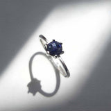 Classic Style Natural Checkerboard Violet Blue Iolite Sterling Silver Solitaire Ring