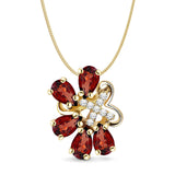 Cluster Artsy Natural Multiple Red Garnet Sterling Silver Necklace