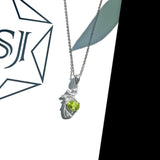 Harmony Natural Elegant Pear Green Peridot Sterling Silver Necklace