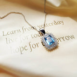 Irreplaceable Natural Octagon London Blue Topaz Sterling Silver Elegant Necklace