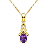 Amphisbaena Natural Oval Purple Amethyst Sterling Silver Necklace